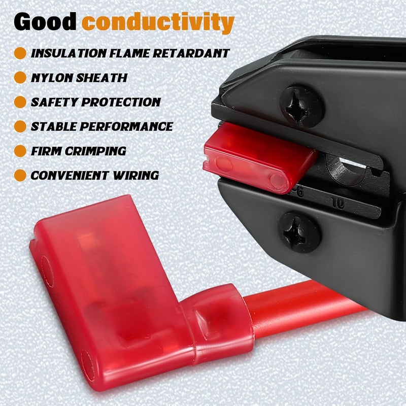 JTAREA 90PCS 3 Values 90 Degree Right Angle Flag Spade Connector Wire Terminal Crimp Connectors Quick Disconnect Female Nylon Crimps Terminals for 22-18 16-14 12-10 AWG Gauge Wiring - Image 4